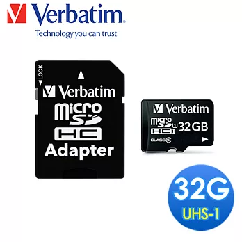Verbatim 威寶 32GB microSDHC UHS-1高速記憶卡(含轉卡)