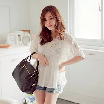 ROSE。甜美花洞接上衣 白系