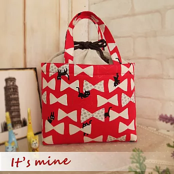 It’s mine 束口托特包系列-貓咪愛蝴蝶-紅