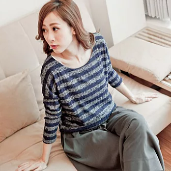 ROSE。復刻雙色針織毛衣 藍系