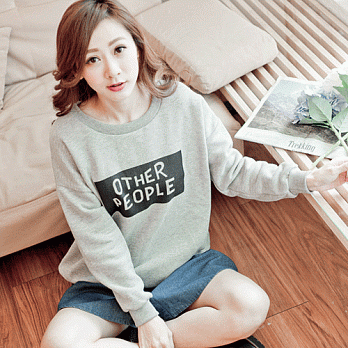 ROSE。完美內刷毛印字厚版大學T 淺灰系