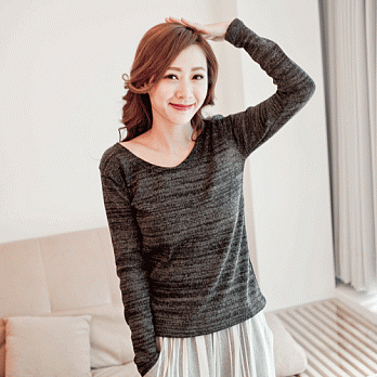 ROSE。舒服感混色細絨針織毛衣 黑系