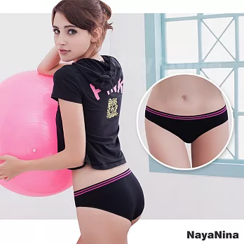 Naya Nina玩色！撞色彩條無縫低腰內褲S-XLL黑色