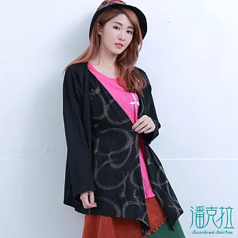 【潘克拉】層次裏刷紋外套-FREEFREE黑