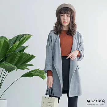 【KatieQ】大開襟立裁寬外套(3色)-FREEFREE灰