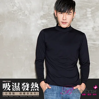 【BeautyFocus】男保暖吸濕發熱衣/立領款3822黑色-M