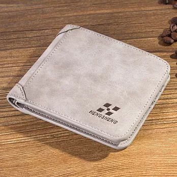 AmaZing 簡約自信隨身新款麂皮男用短夾 (3色可選)灰白色