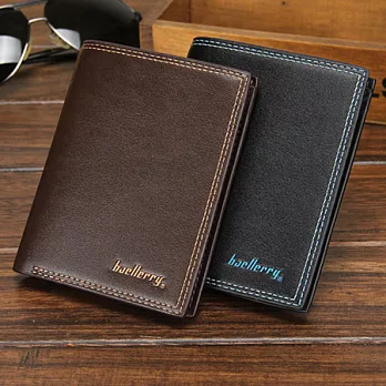 AmaZing 素面舒適皮感品味首選直式男用短夾 (單件價/共2色可選)咖啡色