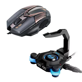 T.C.STAR 電競光學滑鼠+鼠線夾TCN291GR+TCH100