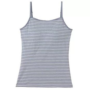 [MUJI無印良品]女棉混羊毛彈性保暖有杯細肩帶S淺藍橫紋