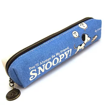 《SHO-BI》SNOOPY 65週年復古趣味系列雙色帆布長型筆袋(藍)