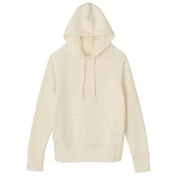[MUJI無印良品]女有機棉裏毛連帽上衣S柔白