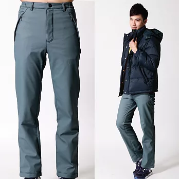 【遊遍天下】男款防風防水保暖刷毛長褲(A070)M灰藍