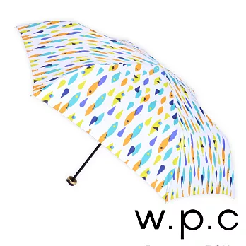 【w.p.c】煥彩魚點＊晴雨兩用輕量防風手開三摺傘(米白)