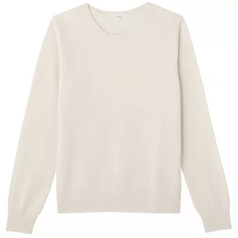 [MUJI無印良品]女喀什米爾圓領針織衫M柔白