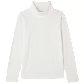 [MUJI無印良品]女有機棉高領長袖T恤M白色