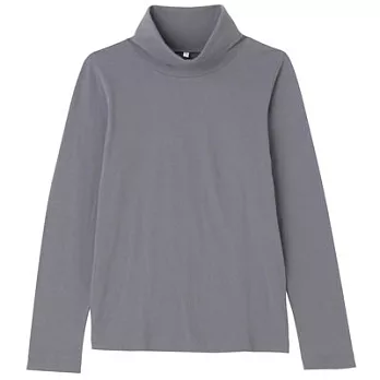 [MUJI無印良品]女有機棉高領長袖T恤S墨灰