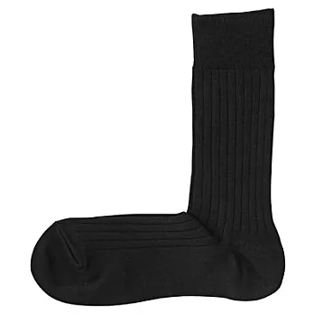 [MUJI無印良品]男棉混寬螺紋商務直角襪26~28cm黑色