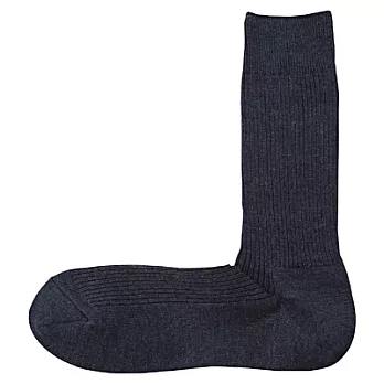 [MUJI無印良品]男祕魯棉混螺紋直角襪藍色26~28cm