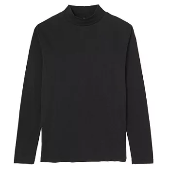 [MUJI無印良品]男有機棉針織短領長袖衫S黑色