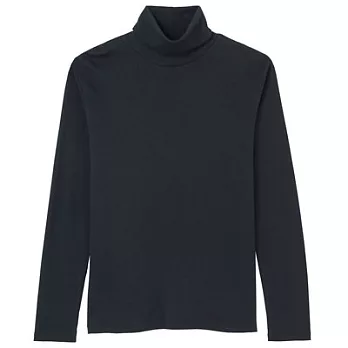 [MUJI無印良品]男有機棉針織高領長袖衫M暗藍