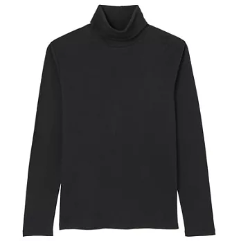 [MUJI無印良品]男有機棉針織高領長袖衫L黑色