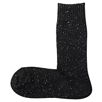 [MUJI無印良品]男羊毛混棉結直角襪25~27cm黑色