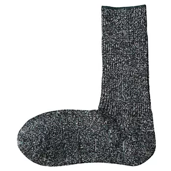 [MUJI無印良品]男羊毛混雜撚螺紋直角襪綠色25~27cm綠色