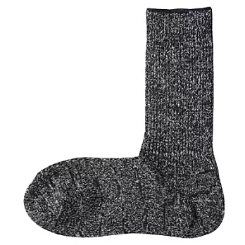 [MUJI無印良品]男羊毛混雜撚螺紋直角襪黑色25~27cm黑色