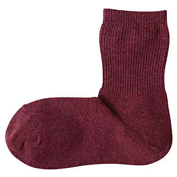 [MUJI無印良品]女羊毛混直角襪23~25cm深紅