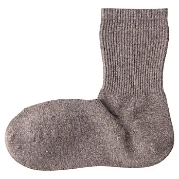 [MUJI無印良品]女羊毛混直角襪23~25cm摩卡棕