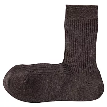[MUJI無印良品]女羊毛混絲直角襪23~25cm棕色