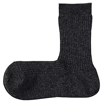 [MUJI無印良品]女羊毛混絲直角襪23~25cm墨灰