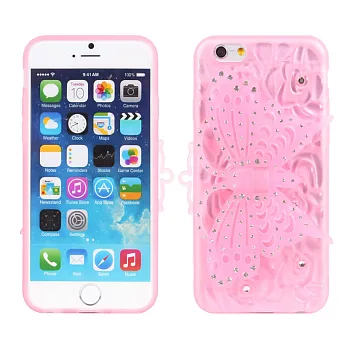 【BIEN】iPhone 6/6s 夜光蝶帶鑽指扣支架軟質保護殼 (粉紅)