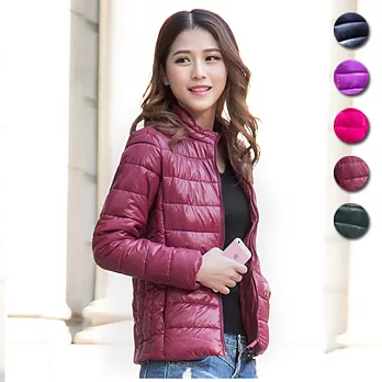 【stoney.ax】2015新款韓版極輕玩色羽絨棉外套(共5色) - L暗紅色