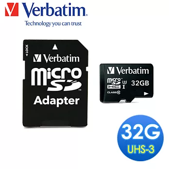 Verbatim 威寶 32GB MLC (U3) UHS-I CLASS 3 600X PRO microSDHC 4K記憶卡