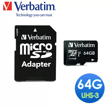 Verbatim 威寶 64GB MLC (U3) UHS-I CLASS 3 600X PRO microSDXC 4K記憶卡
