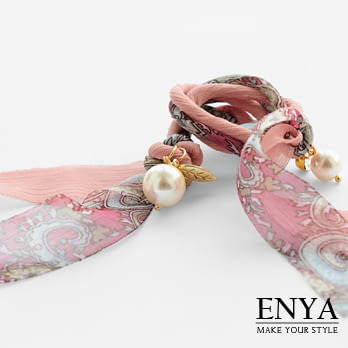 Enya★波西米亞浪漫髮圈粉色