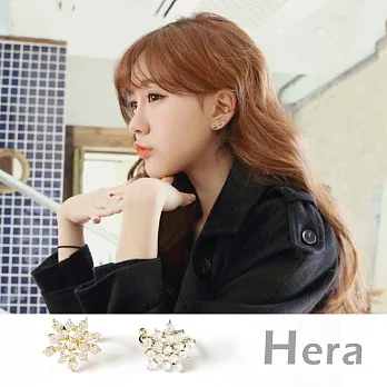 【Hera】赫拉 韓版五角星形雪花滿水鑽耳環/耳骨夾(2色)銀色