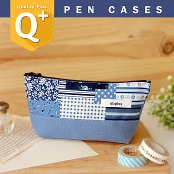 uhplus Q-plus寬底筆袋/ 香草田園(粉藍)