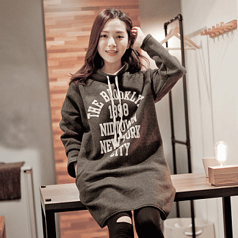 ROSE。超溫暖厚刷毛長版上衣 深灰系