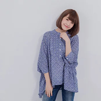 Quella 時光寬版上衣FREE窗花藍