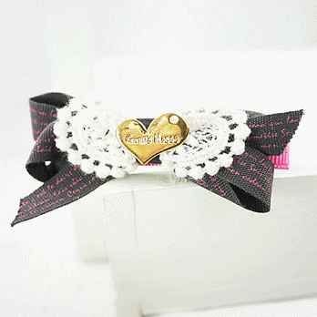 【PinkyPinky Boutique】小優雅蕾絲蝴蝶結髮夾(粉紅色)