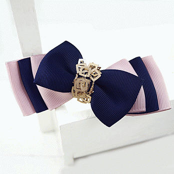 【PinkyPinky Boutique】浪漫多層次蝴蝶結髮夾(藍色)