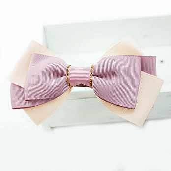 【PinkyPinky Boutique】多層次撞色蝴蝶結髮夾(粉紅色)