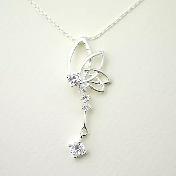 【安珂ECO正韓飾品】 花朵蝴蝶線條綴鑽 925純銀項鍊