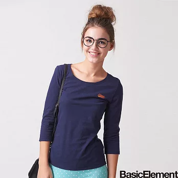 【BasicElement】女款柔棉大圓領七分袖TS藏青