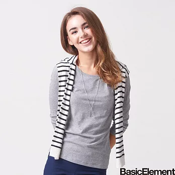 【BasicElement】女款柔棉大圓領七分袖TS麻花灰