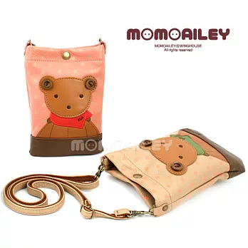 Momoailey【韓國進口】 Smart Mini Bag ~ 小熊手機包、零錢包草莓粉