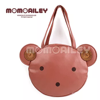 Momoailey【韓國進口】Momo Face Shoulder Bag 小熊背包【MA0103】暗粉色